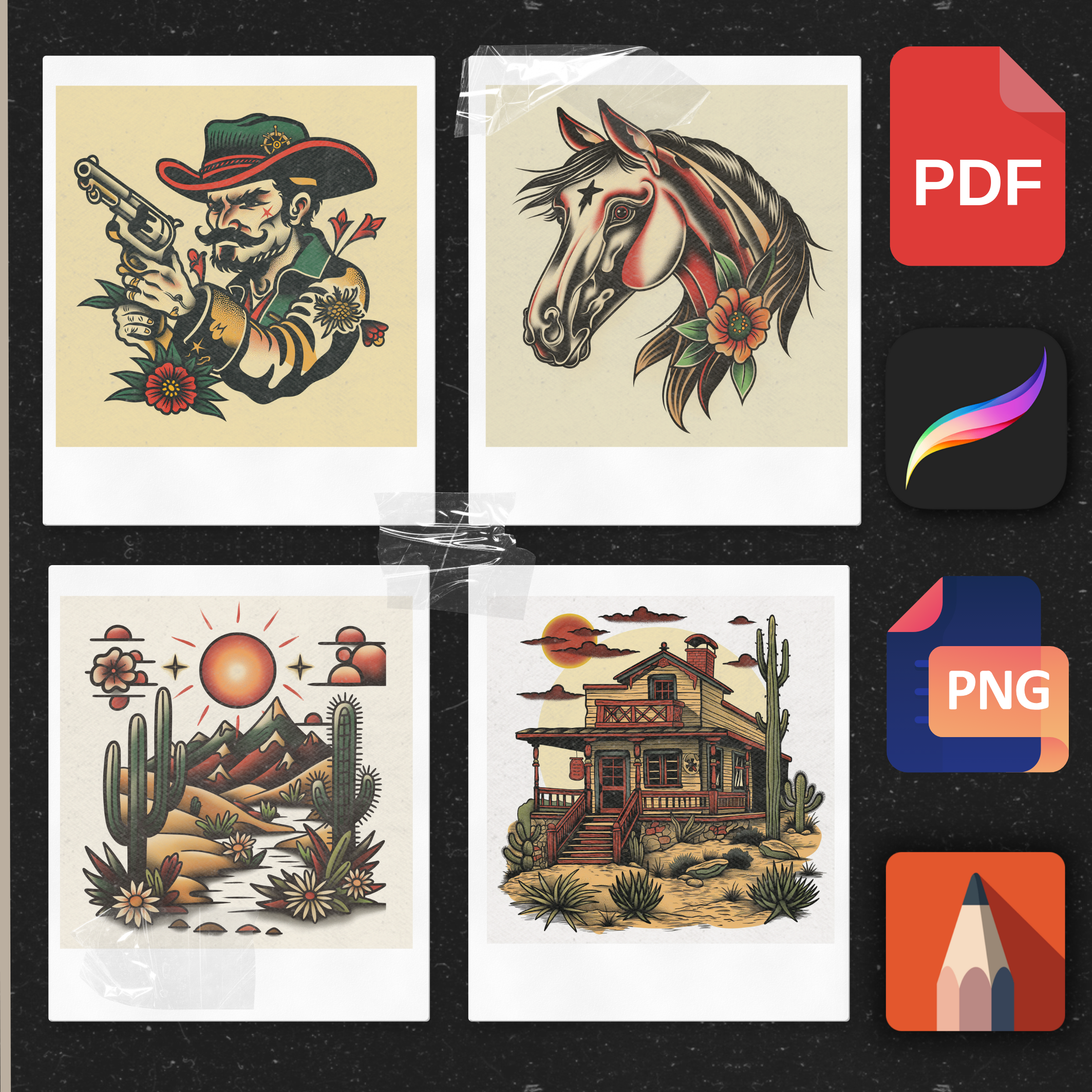 "Traditional Western" – Bold Tattoo Designs Inspired by the Wild West
