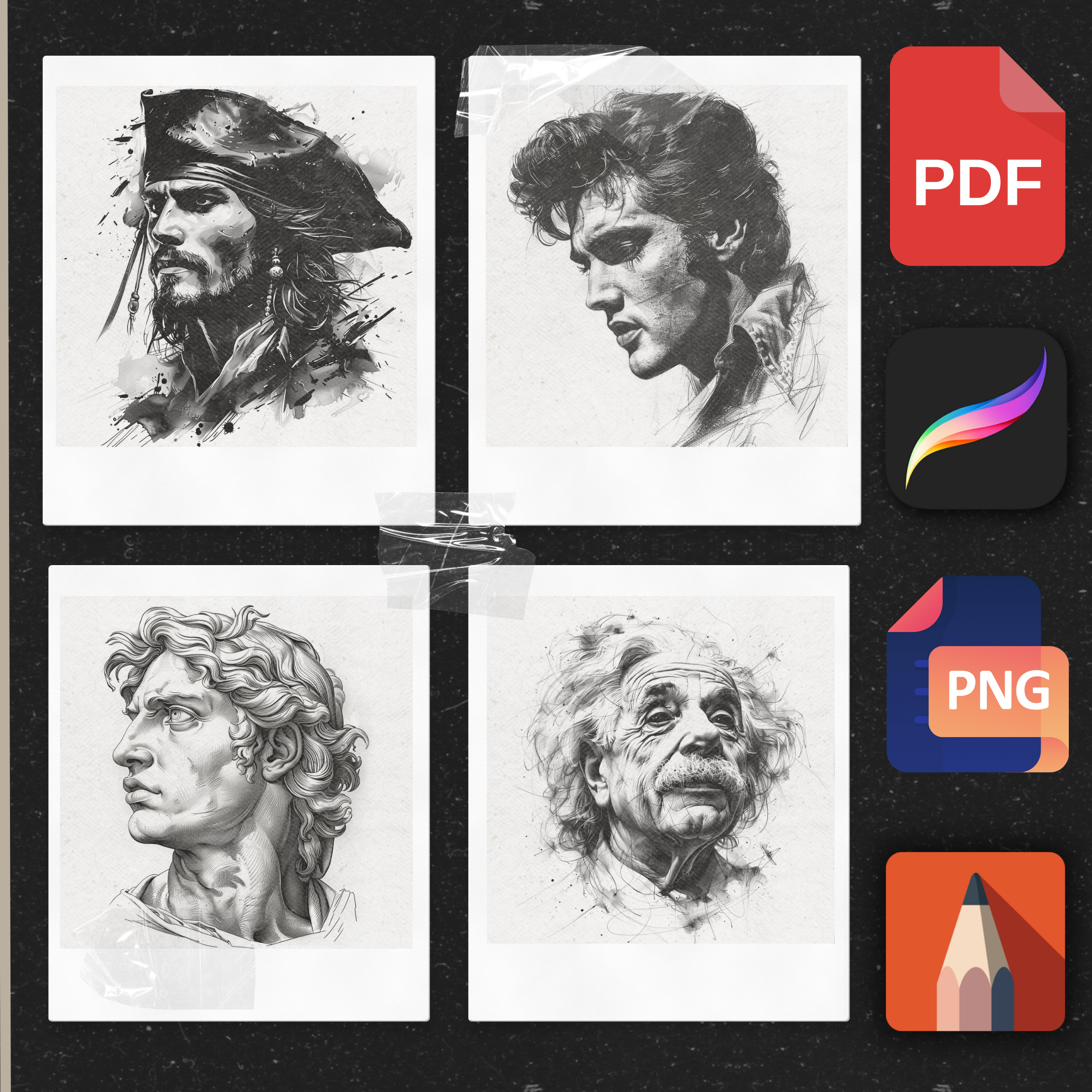 "Blackwork Iconic Males" – Bold Portraits of Legendary Men