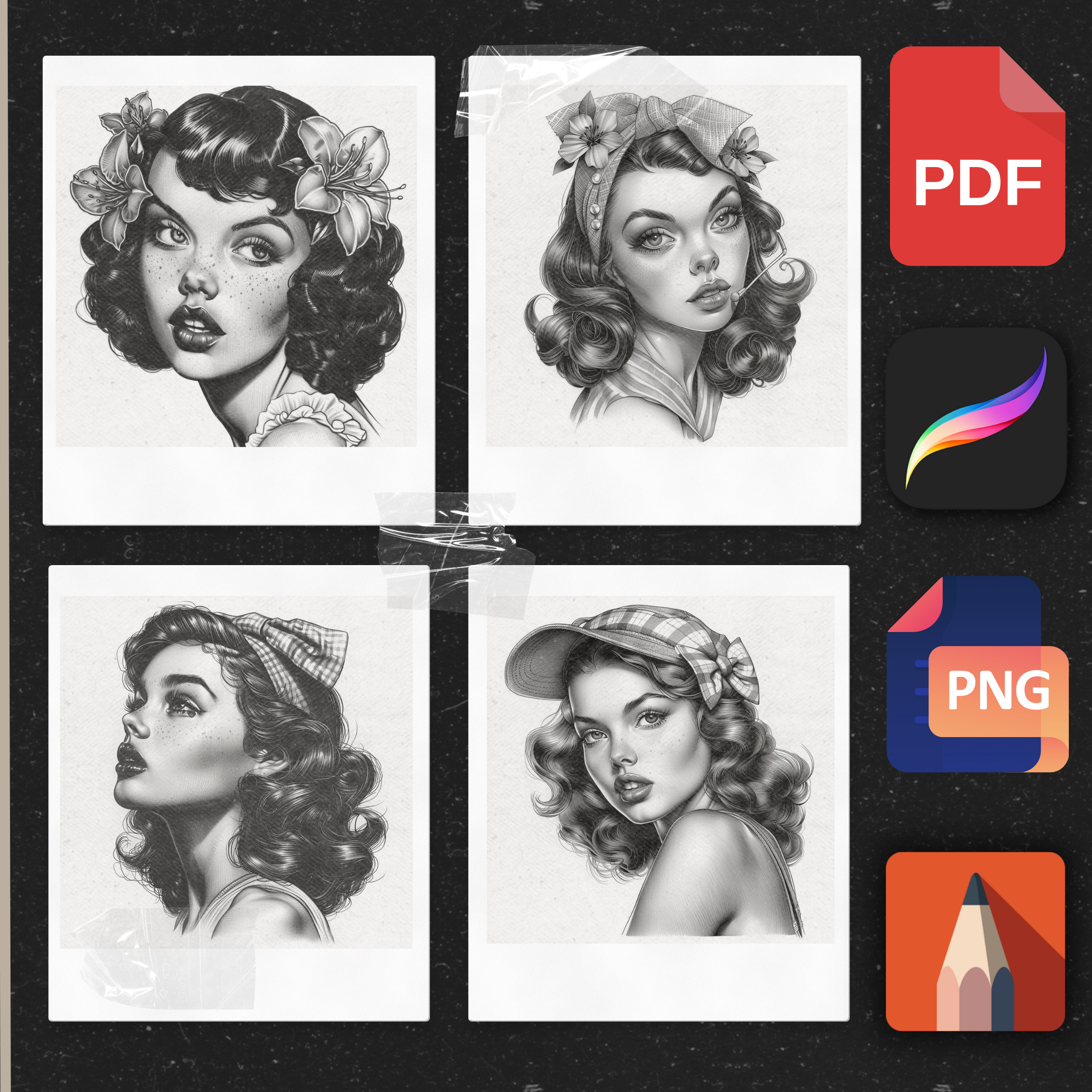 "Blackwork Female Faces" – Bold Expressions of Feminine Beauty