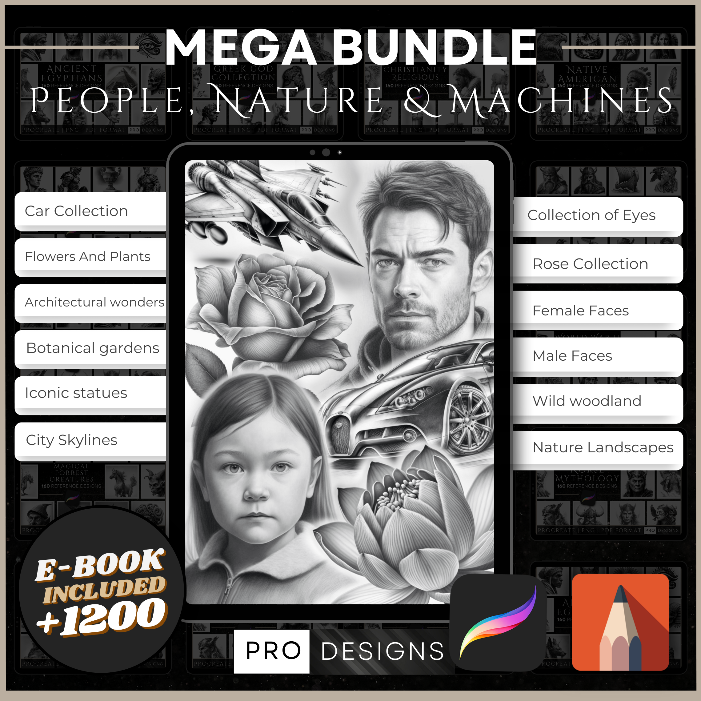 "People, Nature & Machines Collection Mega Bundle: A Fusion of Elements in Art"