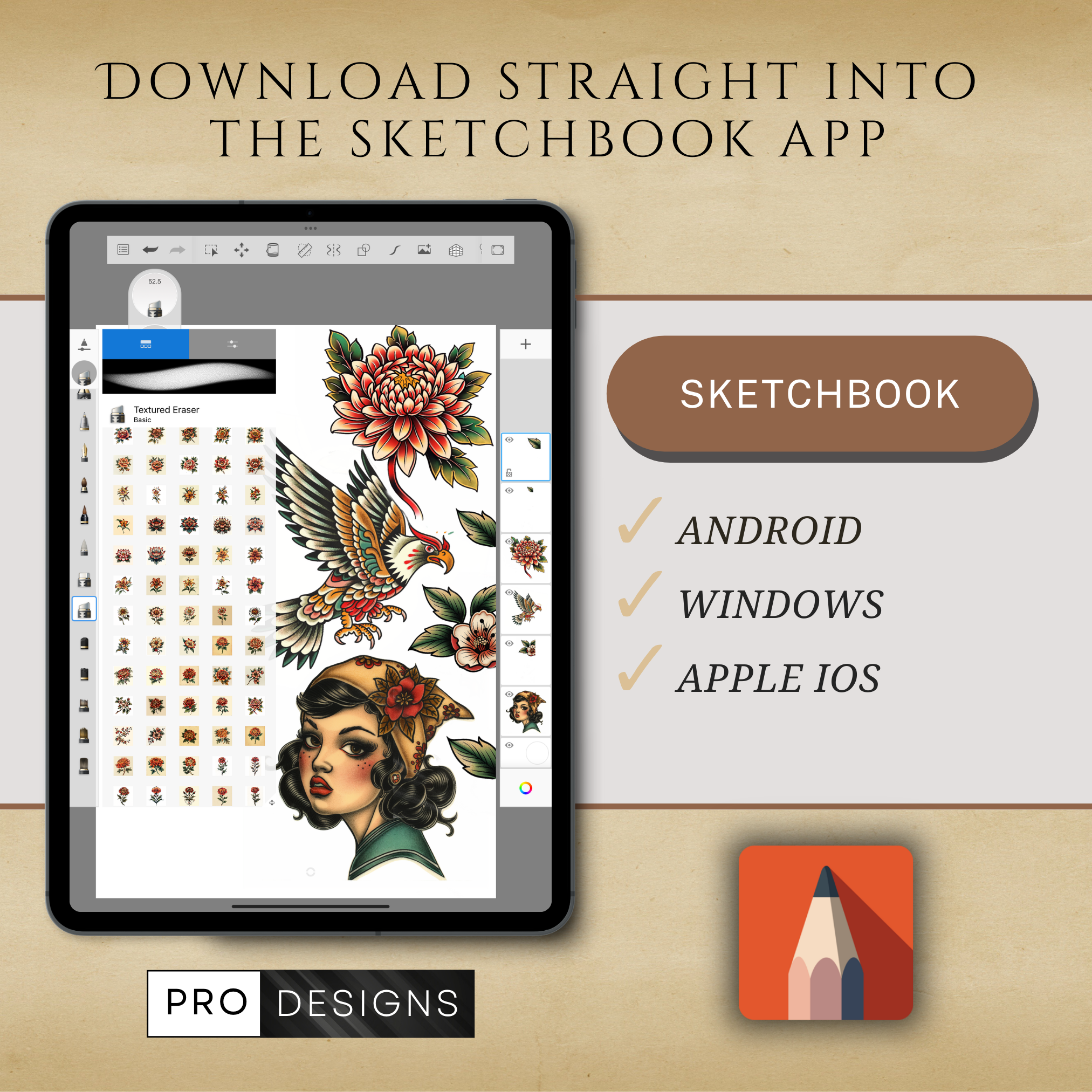 Traditional Tattoo Mega Bundle – 1,000 Exclusive High-Resolution Designs for Procreate & Sketchbook (Includes 10 Packs, PDF & PNG)