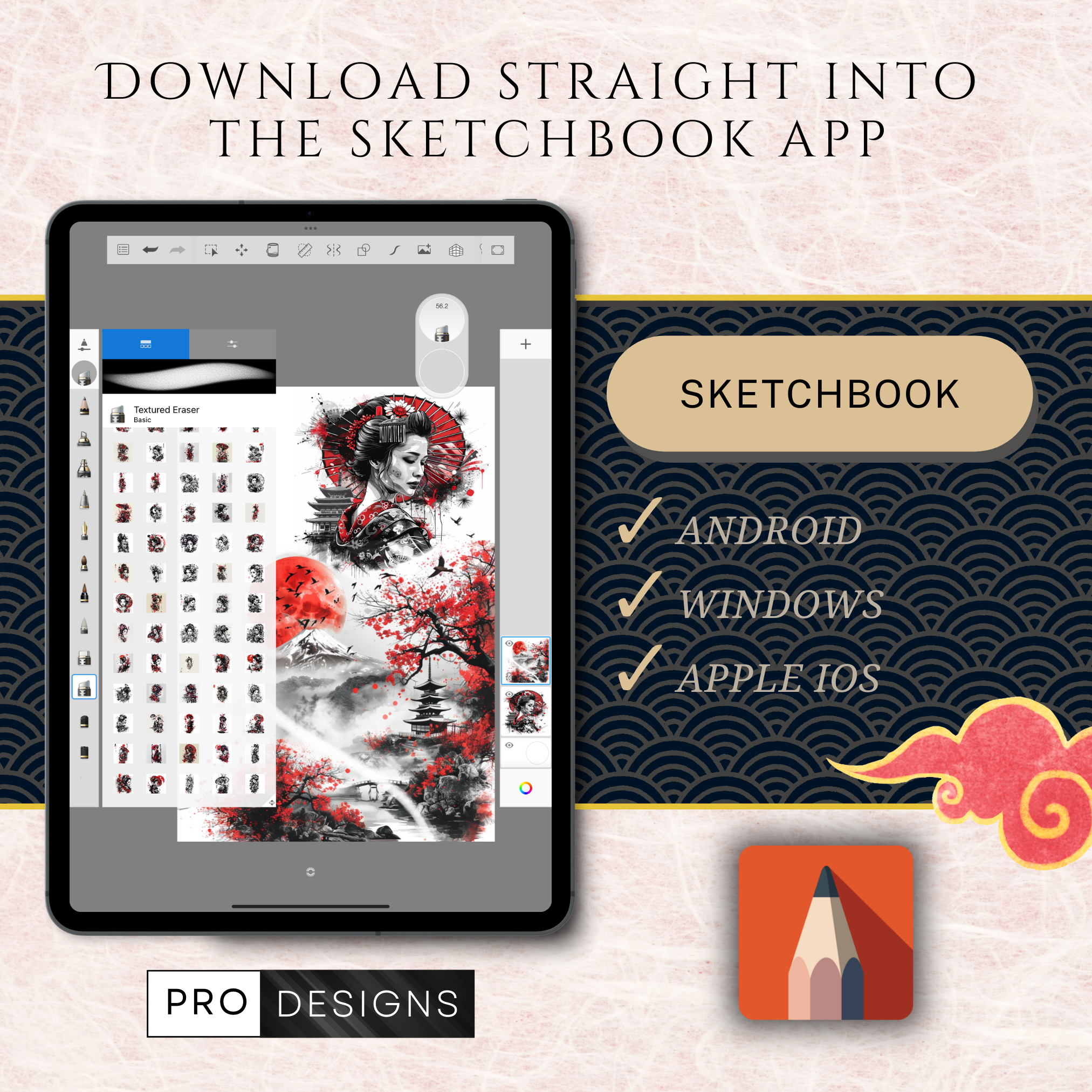 Japanese Tattoo Mega Bundle – 1,000 Traditional Japanese Designs for Procreate & Sketchbook (Includes 10 Packs, PDF & PNG)