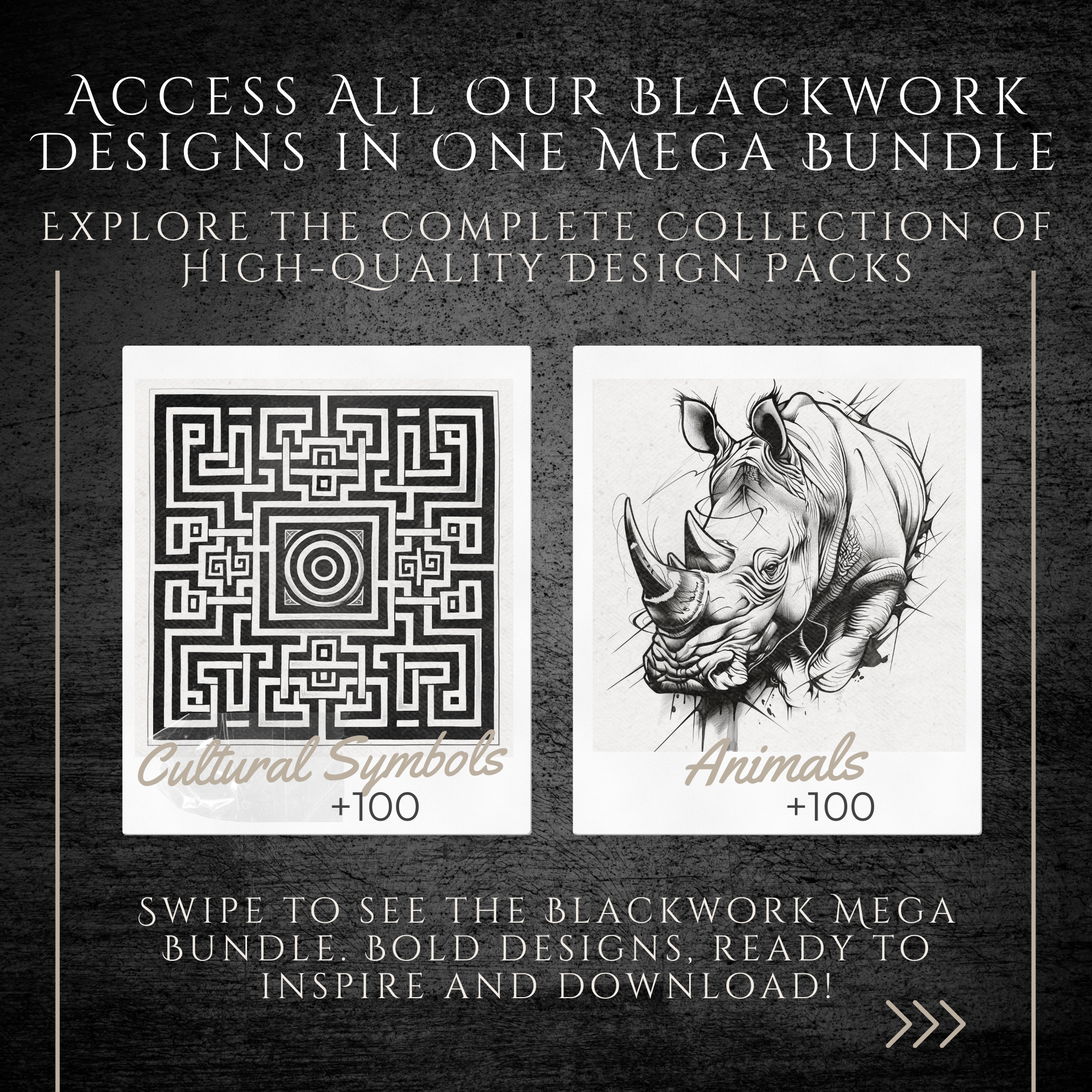 Blackwork Tattoo Mega Bundle – 1,000 High-Resolution Blackwork Designs for Procreate & Sketchbook (Includes 10 Packs, PDF & PNG)