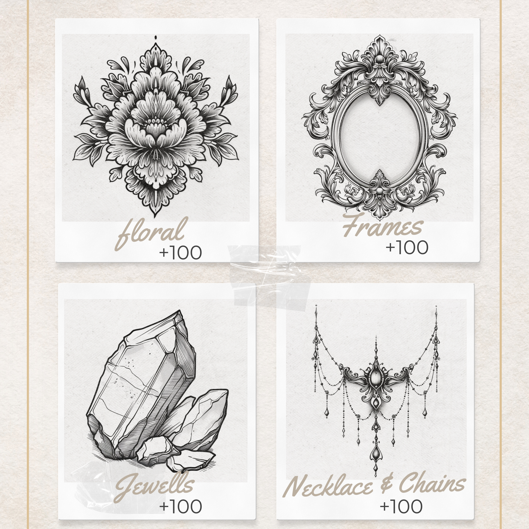 Ornamental Tattoo Mega Bundle – 1,000 Intricate Ornamental Designs for Procreate & Sketchbook (Includes 10 Packs, PDF & PNG)