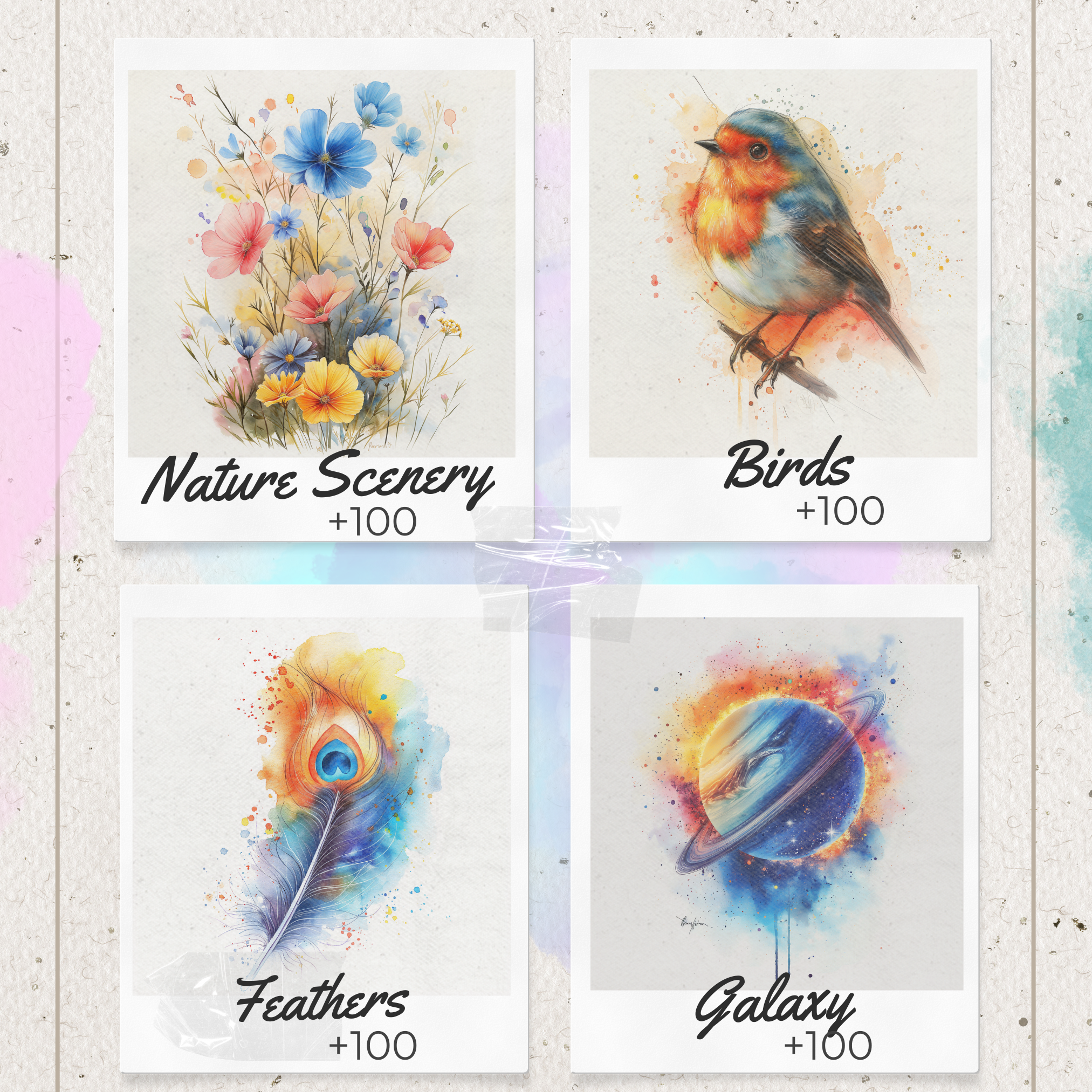 Watercolour Tattoo Mega Bundle – 1,000 Vibrant Watercolour Designs for Procreate & Sketchbook (Includes 10 Packs, PDF & PNG)