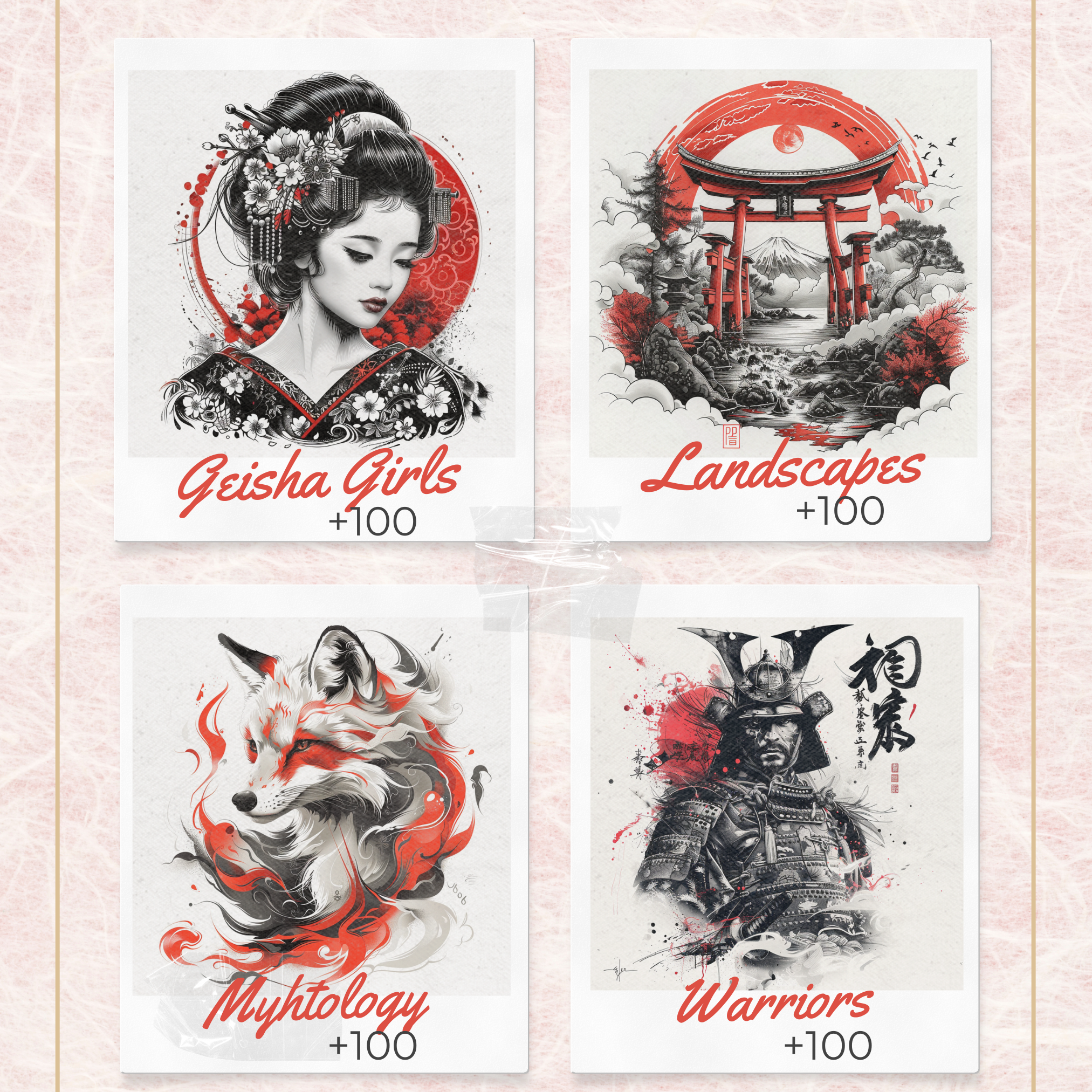 Japanese Tattoo Mega Bundle – 1,000 Traditional Japanese Designs for Procreate & Sketchbook (Includes 10 Packs, PDF & PNG)